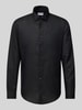 Jake*s Slim Fit Freizeithemd aus Leinen-Baumwoll-Mix Black