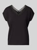 zero Regular Fit T-Shirt aus Viskose-Mix mit Loch-Stitching Black