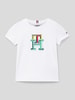 Tommy Hilfiger Teens Regular Fit T-Shirt mit mehrfarbigem Logo-Stitching Weiss