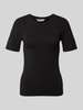 MSCH Copenhagen T-Shirt mit geripptem Rundhalsausschnitt Modell 'Betrina' Black