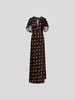 Paco Rabanne Maxikleid mit floralem Allover-Muster Hellrot