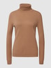 Christian Berg Woman Rollkragenpullover mit gerippten Abschlüssen Mittelbraun
