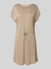 Only Getailleerde knielange jurk van viscosemix, model 'HANNAH' Zand