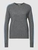 Jake*s Casual Gebreide pullover van kasjmier met contraststrepen Donkergrijs gemêleerd