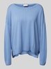 Liu Jo White Oversized Strickpullover mit Rundhalsausschnitt Hellblau