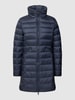 Tommy Hilfiger Gewatteerde lange jas met labelstitching Marineblauw