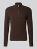 SELECTED HOMME Gebreide pullover met opstaande kraag, model 'THEO' Middenbruin