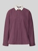 Jake*s Casual Bluzka z długim rękawem o kroju oversized z czystej bawełny Śliwkowy