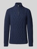 Superdry Strickpullover mit Zopfmuster Modell 'Jacob' Blau