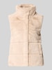 monari Bodywarmer van imitatiebont met doorgestikte naden Zand