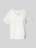 Vero Moda Regular Fit T-Shirt mit Lochspitze Modell 'BLASY' Weiss