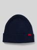 HUGO Beanie aus reiner gerippter Schurwolle Modell 'XOLA' Marine