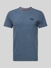 Superdry T-shirt met labelstitching Petrol gemêleerd