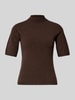 Liu Jo White Gebreid shirt met opstaande kraag Chocoladebruin