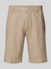 Tom Tailor Denim Korte regular fit linnen broek met achterzak Beige