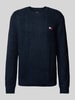 Tommy Jeans Gebreide pullover met kabelpatroon, model 'SLIM CABLE' Marineblauw