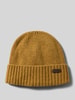 Barbour Beanie van wolmix, model 'CARLTON' Mosterdgeel