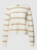 Pieces Gebreide pullover met streepmotief Beige