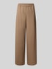 OPUS Barrel leg broek met elastiek van viscosemix Camel