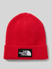 The North Face Beanie in gebreide look met logopatch, model 'Box' Rood