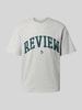 REVIEW T-shirt z nadrukiem z logo Jasnoszary melanż