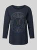 Monari Longsleeve mit Label-Ziersteinbesatz Marine