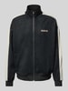 Guess Activewear Sweatjacke mit Label-Stitching in metallic Modell 'MOJO' BLACK