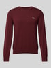 Lacoste Gebreide pullover met logopatch Bordeaux