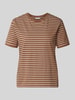 Jake*s Casual męski t-shirt o kroju regular fit z czystej bawełny Czekoladowy