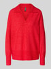Pieces Regular fit gebreide pullover met wol, model 'MALOU' Rood