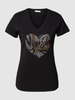 Liu Jo White T-shirt van katoen met siersteentjes Zwart