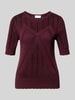 Jake*s Collection Regular Fit T-Shirt in Strick-Optik Pflaume