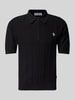 REVIEW Regular fit poloshirt met labelstitching Zwart