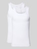 Snocks Tanktop met geribde ronde hals in een set van 2 stuks Wit