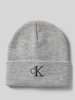 Calvin Klein Jeans Beanie met brede omslag en logostitching Lichtgrijs