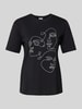 Vila T-Shirt mit geripptem Rundhalsausschnitt Modell 'SYBIL' Black