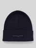 Tommy Hilfiger Gebreide muts met labelpatch, model 'FOUNDATION' Marineblauw