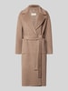Milano Italy Płaszcz z wełny z kołnierzem z połami Piaskowy