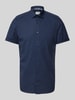 OLYMP Level Five Slim Fit Businesshemd mit 1/2-Arm Modell 'NEW YORK' Marine