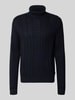 Jack & Jones Rollkragenpullover mit Zopfmuster Modell 'PAUL' Marine