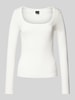 Gina Tricot Longsleeve mit Feinripp Ecru