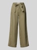 Brax Spodnie lniane z szeroką, skróconą nogawką model ‘Style. Maine’ Oliwkowy
