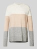 Tom Tailor Denim Regular fit gebreide pullover met katoen en colour-blocking Middengrijs gemêleerd