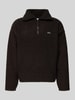 Lacoste Relaxed Fit Sweatshirt mit Troyer Kragen aus warmen Fleece Dunkelbraun