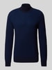 BOSS Gebreide pullover met ribboorden Marineblauw