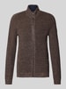 camel active Slim Fit Strickjacke Modell 'Mouline' Dunkelbraun