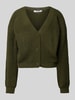 ZABAIONE Cropped Strickjacke mit Knopfleiste Khaki