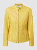 Cabrini Lederjacke mit Rundhalsausschnitt Hellgelb