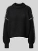 Vero Moda Relaxed Fit Strickpullover mit Kontrast-Detail Modell 'FENG' Black