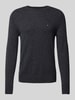 Tommy Hilfiger Wollen pullover met logostitching Antraciet